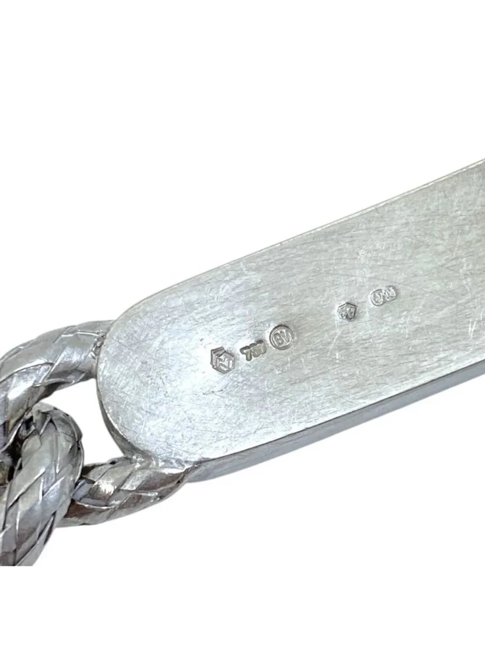 Bottega Veneta Chain Bracelet ID Intrecciato Silver Color Simple